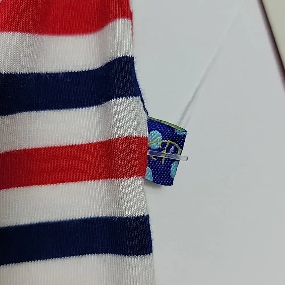Kickee Pants Henley Romper in Print USA Stripe Red White Blue 3-6M‎ FLAWS